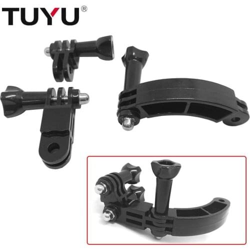 TUYU Helmet Curved Extension Arm + Rotary Connection Screw Chains Mount for GoPro Hero 9 8 7 6 5 for SJCAM Xiaomi Yi EKEN Camera