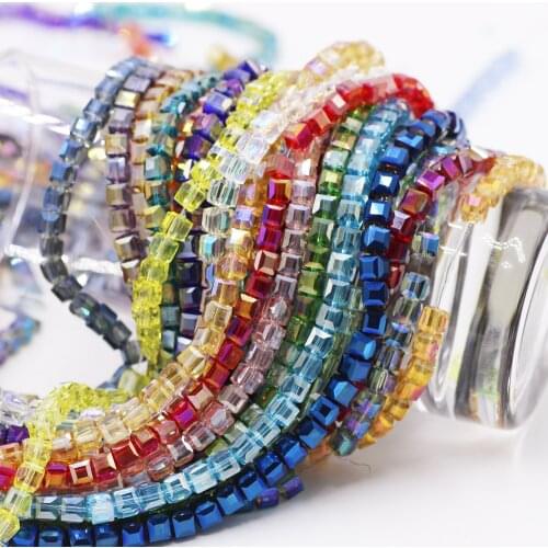Chinese Crystal Square Beads Wholesale 2/3/4/6/8/10mm Faceted Glass Cube Loose Spacer Beasds Accessories To DIY Make Bracelets