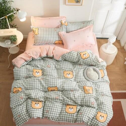 Solstice Home Textile Twin Full King Bedding Sets Kid Girls Bed Cover Pink Cartoon Bear Duvet Quilt Cover Pillow Cases Bed Sheet