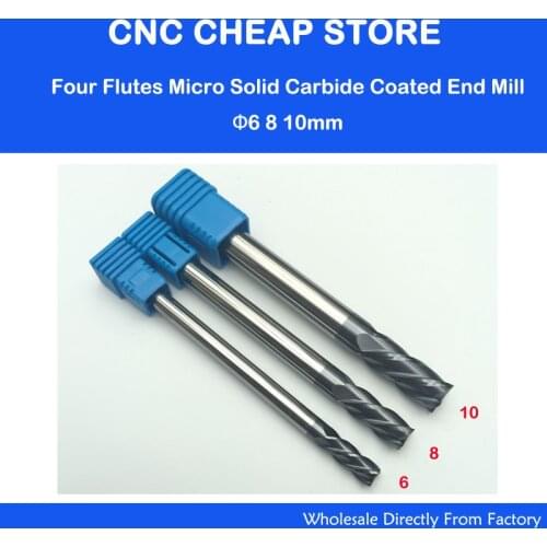 3PCS 4f Four flutes HRC55 extra long shank length 100mm tungsten carbide end mill bit CNC milling cutter 6mm 8mm 10mm Lengthen