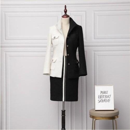 Spring Autumn Chic OL skirt suits High qulity designer tweed coat+A-line Skirts 2Piece set C488