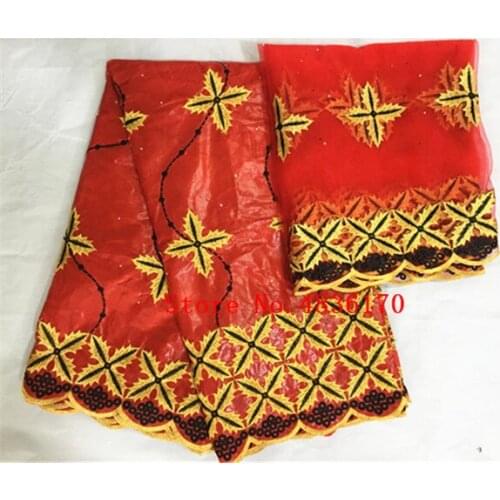 Red lace fabric high quality bazin riche brocade brode bazin brode cotton embroidered net lace for wedding 5+2yards/lot