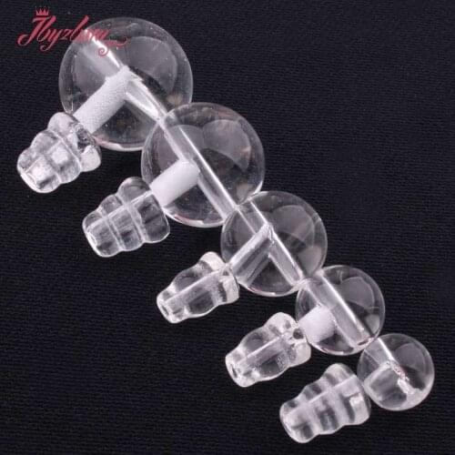 8,10,12mm Round Natural White Rock Crystal Quartz 5x7mm Pagoda Tibet Guru Stone Beads 1 Set For Women Bracelet Jewelry Making