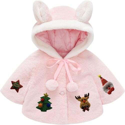 Baby Girls Outerwear Christmas Jackets For Kids Clothes Toddler Hooded Coat Warm Jacket Cloak Snowsuits Children Faux Fur Coats