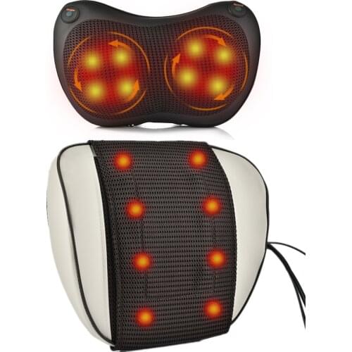 Shiatsu Massage Pillow Heated Infrared Shoulder Back Kneading Massager Cervical Neck Massager Device Healthy Massageador Relief