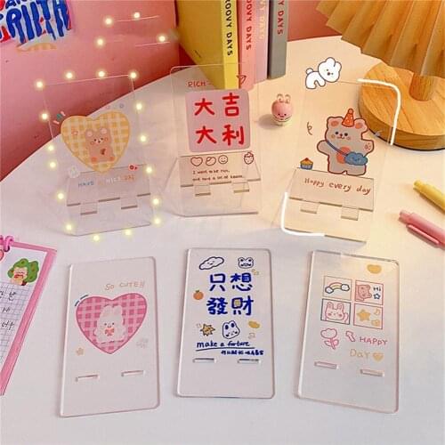 Cute Transparent Acrylic Mobile Phone Stand Student Lazy Desktop Stand Creative Portable Tablet Holder Photo Support Frame