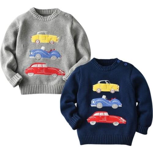 New 2021 Autumn Winter Kids Boys Long Sleeve Cartoon Car Printing Sweater Children Clothing Baby Kids Boys Pullover Sweaters