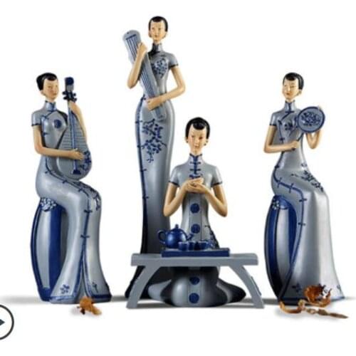 New Chinese style classical lady bogujia ornament Zen living room teahouse teahouse TV cabinet home soft deco Home decoration