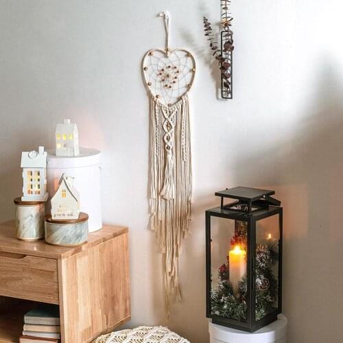 Support Dropshippping Nordic Heart Hoop Long Tassels Dream Catcher Tapestry Wall Hanging Home Decor used for home decoration