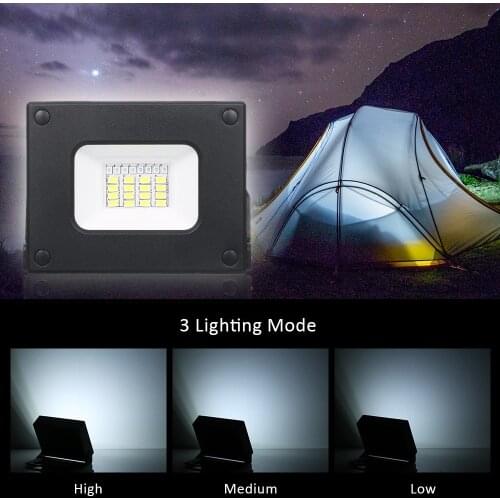 Portable LED Pocket Floodlight Mini Power Bank USB Charging High Bright 3 Dimmable Spotlight Work Light for Outdoor Camping Hiki