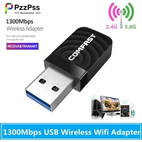 PzzPss 1300Mbps 2.4G&5G Dual Band USB Wireless Wifi Adapter RTL8811/RTL8812 802.11AC High Speed Network Card For Laptop Desktop