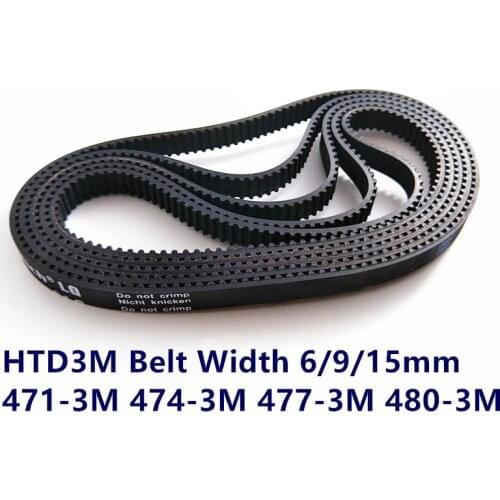 HTD 3M Timing belt C= 471 474 477 480 width 6/9/15mm Teeth 157 158 159 160 HTD3M rubber synchronous 471-3M 474-3M 477-3M 480-3M