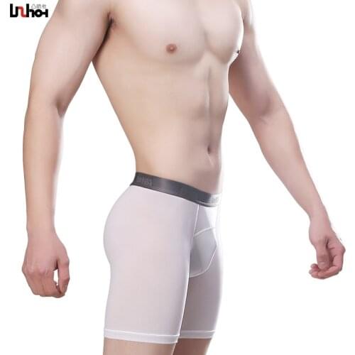 Sexy Underwear Mens Boxers Shorts Homme Thin Transparent Ice Silk Panties Man Breathable Pouch Penis Male Underpants Gay Cueca