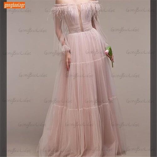 Sexy Pink Prom Dresses 2021 robe de bal femme longue A Line Tulle Lantern Sleeves платье для свадебной вечеринки Customization