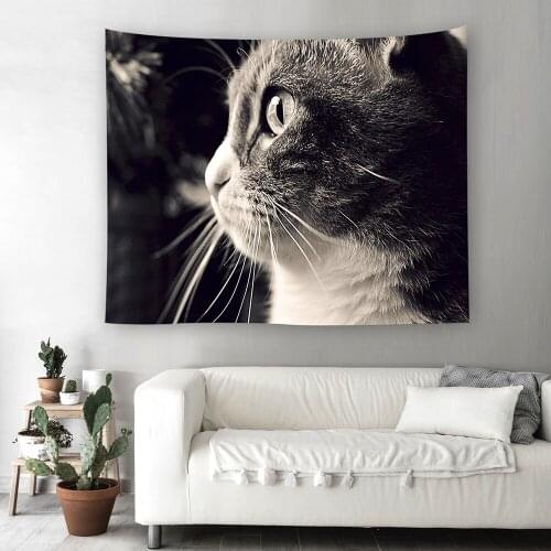 Modern Style Cute Cat Pattern Wall Tapestry Wall Hanging Beach Blanket Camping Hippie Tapestry Home Decorative Bohemia Yoga Mat
