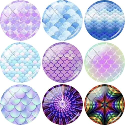JOINBEAUTY Scale Decorative Pattern Handmade 12/15/16/18/20/25mm Glass Cabochons Dome FlatBack DIY Jewelry Findings Making WL267