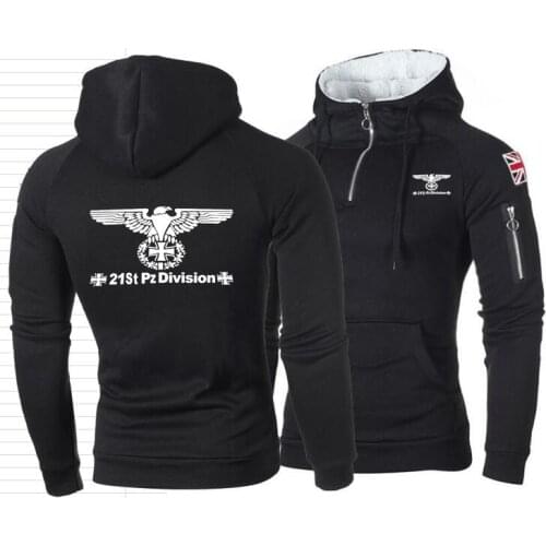 World War II German Military Standard Cross Totem Half Zipper Hoodies Hip Hop Sweatshirt UK Flag Men Hoode Jacket 000KKK