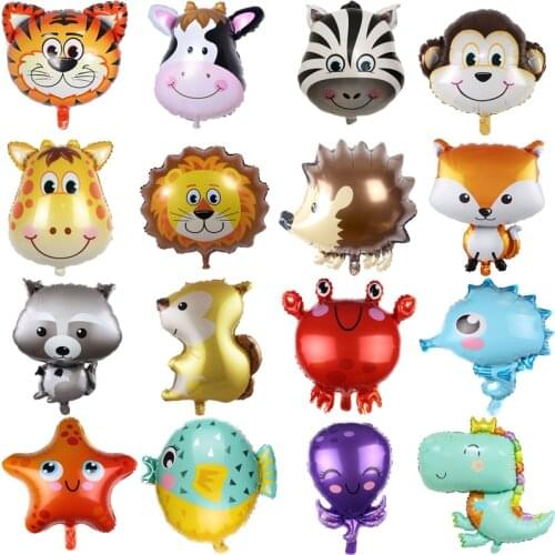 1pc Cartoon Animal Balloon Squirre Cute Panda Dinosaur Hedgehog Tiger Helium Balloon Forest Ocean Party Birthday Decoration
