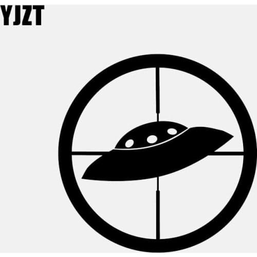 YJZT 11.5CM*11.5CM UFO In Scope Crosshairs Target Hunting Vinyl Decal Car Sticker Alien Black/Silver C3-0545