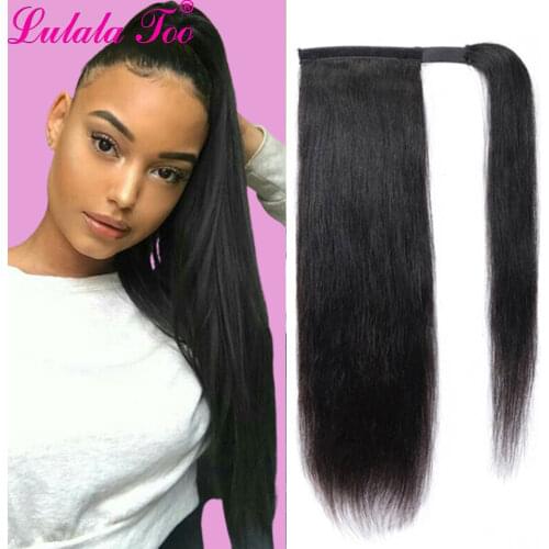 Wrap Around Ponytail Human Hair Brazilian Straight Pony Tail Remy Hair Clip In Extensions Ponytail For Women 120g Yepei Hair