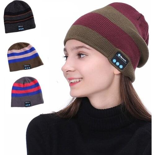 Winter Beanie cup Bluetooth USB hat led wireless Rechargeable music Headset running outdoor Warm Knitting ski Hat earphone