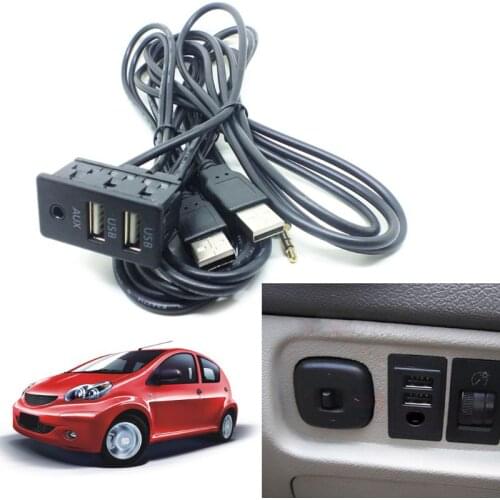 1.5M Car Dash Flush Mount AUX USB Port Panel Dual USB Extension Cable Adapter Dual USB AUX Car Extension Switch Seat
