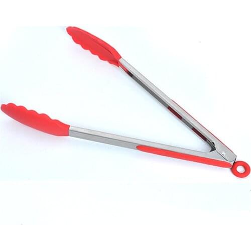 1pcs 7/9/12 inch Silicone BBQ Grilling Tong Salad Bread Serving Tong Non-Stick Kitchen Barbecue Grilling Cooking Tong