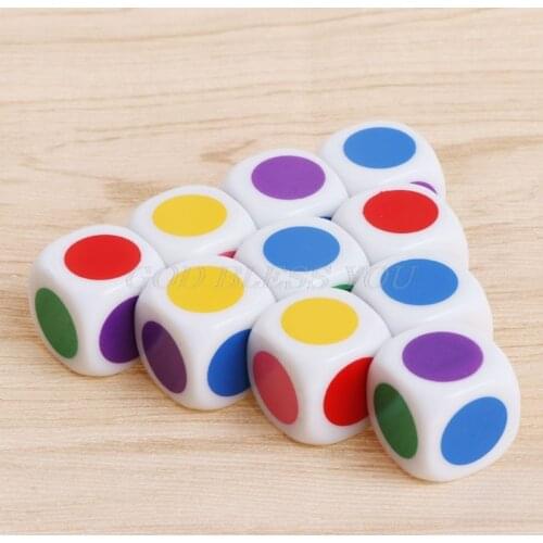 10 Pcs/set 15mm Multicolor Acrylic Cube Dice Beads Six Sides Color Dice Portable Table Games Toy Drop Shipping