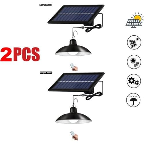 2pcs remote 30 led 2 head Retro Lampshade Solar LED Light Outdoor Waterproof LED Lamp Camping LED Solar Chandelier Portable Ligh