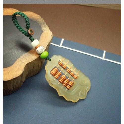 2021 New Mens Sheeps Horn Abacus Shaped Key Chain Key Ring Holder Lucky Lotus Keychain Gift For Trendy Car Bag Keychain Jewelry