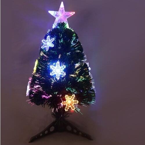 2021 Snowflakes Christmas Fiber Tree Gift LED Lights Xmas Artificial Tree Ornaments for Home Office Store Hotel Festival Decor