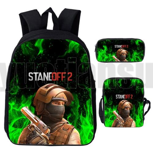 3 Pcs Set Anime Standoff 2 Backpack Boys Girls Shooting War Game School Bag Kids Shoulder Bag 3D Print Cute Book Bag