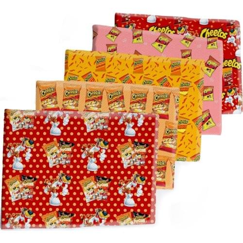 50*145CM Cute Cartoon Snacks Printed Polyester Cotton Twill Fabric Patchwor Printed