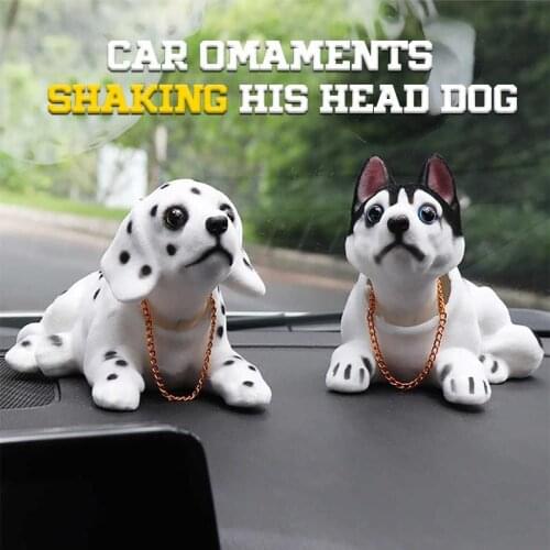 9cm Husky Teddy Pomeranian Shaking Head Dog Car Ornament Cute Nodding Decoration Gift For Car Interior Home Room Car accessories
