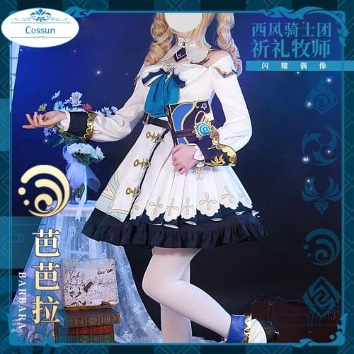 Anime! Genshin Impact Barbara Mondstadt Shining Idol Game Suit Elegant Dress Lovely Uniform Cosplay Costume Halloween Outfit