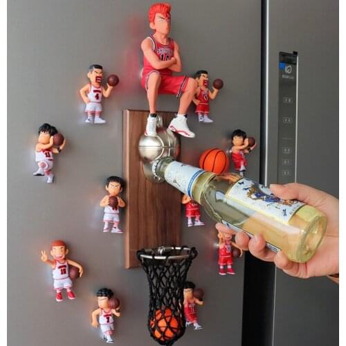 Basketball Wall Mounted Beer Driver Soft Magnet Refrigerator Bottle Opener Fine Brewing Basket Cap Fridge Magnets
