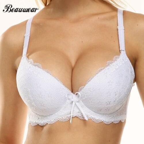 Beauwear Super Push Up Deep V Bra Women Sexy Lingerie 3/4 Cup Brassiere Lace Underwired Underwear Bras for Big Breast 38-44