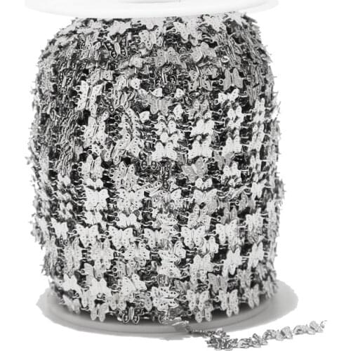 1M/2M/5M Stainless Steel 6mm Width Butterfly Chains Charm Link Chain for DIY Jewelry Bracelets Necklaces Making Findings New