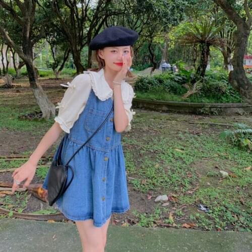 Denim Sling Dress Female Summer New Style Skirt Korean Version of High Waist Thin A-line Skirt Short Skirt