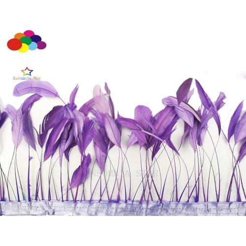 Purple 1 Meter Stripped Cocktails Eyelash Feathers Rooster Feathers 15-20cm/6-8 Inch DIY Carnival Feathers for Crafts