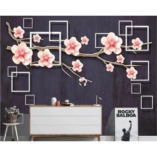 Custom photo geometry flower murals living room TV bedroom 3D home decoration Self Adhesive wallpapers living room Waterproof