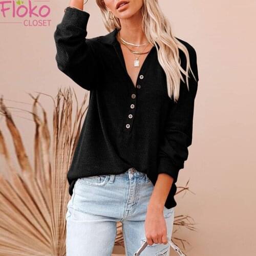 Flokocloset Causal Lapel Button Long Sleeve T-shirt Spring Autumn Waffle Y2k Shirt Streetwear Women Tops