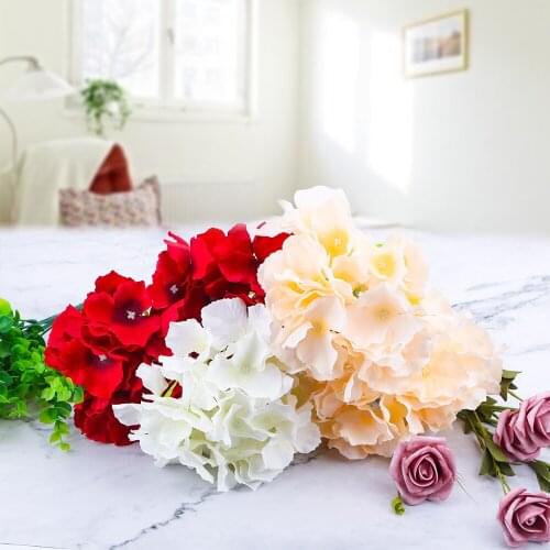 Artificial Flower Silk Hydrangea Flower Head 2 Bunches DIY Wreath Gift Box Multi Colors for Wedding Party Home Decoration