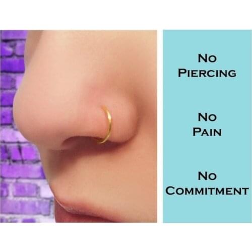 2021 new Women Nose Rings Medical Titanium Fake Nose Ring Septum Piercing Clip On Nose Ring Fake Piercing Gold Body Clip Hoop