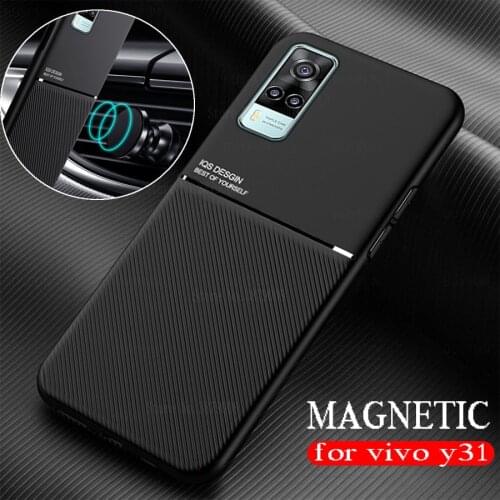 Leather texture car magnetic hloder phone cover for vivo y 31 y31 31y vivoy31 6.58'' 2021 v2036 soft case coques