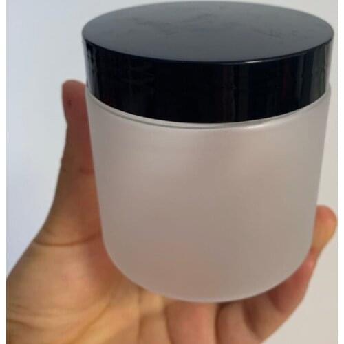 Frosted Plastic Cosmetic Jar With Aluminum Lid PET Jars 200g 250g 500g Cream Container cosmetic packaging Hair wax/mask bottle