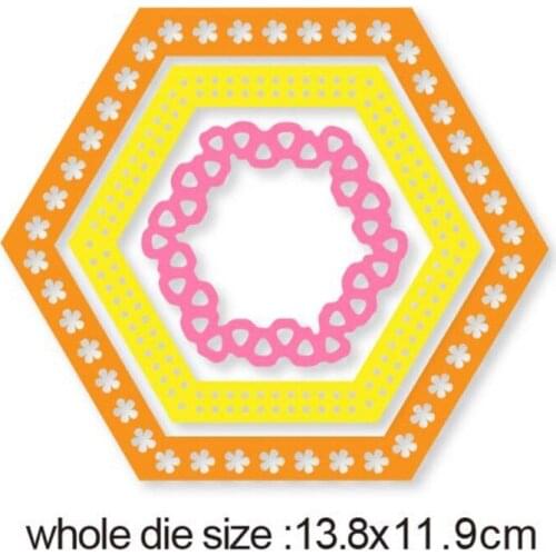 Metal cutting dies cut die mold layer hexagon frame decoration Scrapbook paper craft knife mould blade punch stencils dies