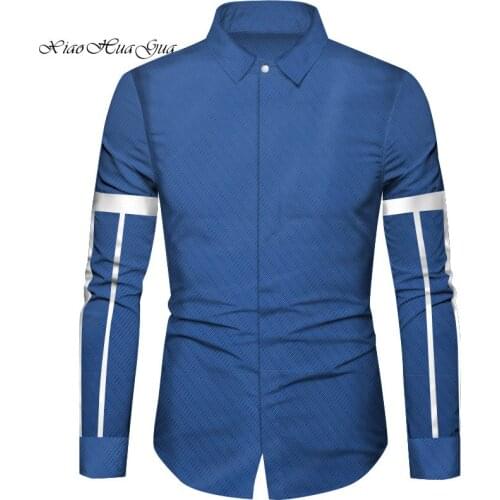 Fashion Shirt for Men African Clothes Tops Bazin Riche African Clothing Long Sleeve Cotton Patchwork Formal Shirts 5XL WYN832