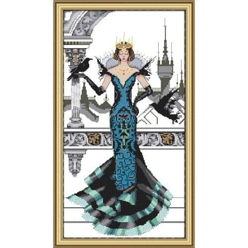 NKF The Queen Chinese Stamped Cross Stitch Patterns DIY 14CT11CT Needlework Embroidery Sets for Home Decor