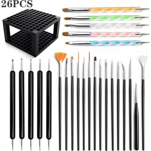 Mandala Tools 26-piece Set 96-hole Pen Holder Hook Line Drawing Brush Nylon Brush Graffiti Point Drill Pen